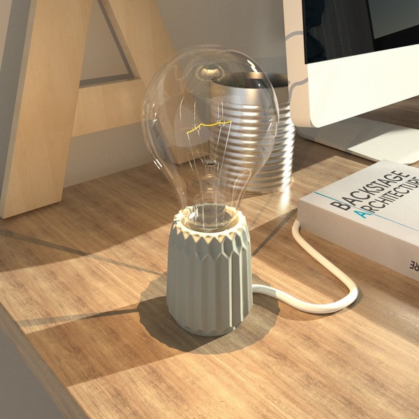 Support de lampe de Table en ciment Simple à rayures verticales créatives, moule en Silicone, support de lampe de chambre à coucher, moule en Silicone pour béton