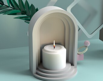 Triumphal Arch Concrete Candlestick Silicone Mold: DIY Home Decor Kit