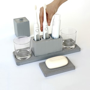 Concrete Bathroom Organizer Mold: Toothbrush & Soap Tray Silicone Mold