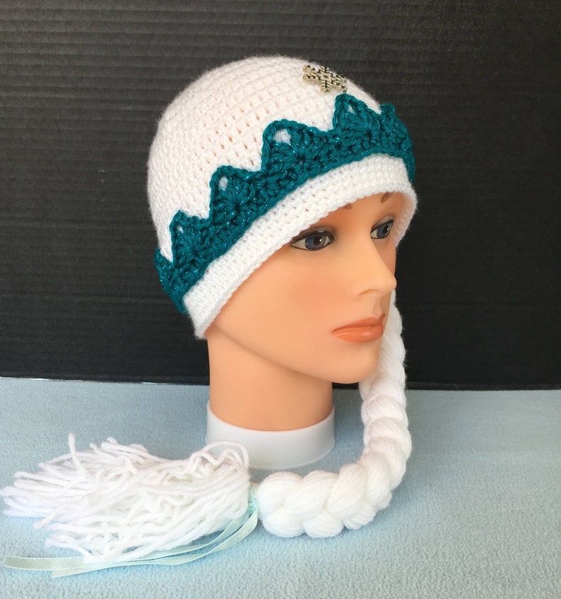 Soft braid hat Custom sizes /& colors available Blue silver Disney hat Elsa frozen hat newborn princess hat frozen crochet hat beanie