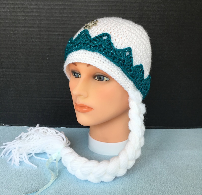 Soft braid hat Custom sizes /& colors available Blue silver Disney hat Elsa frozen hat newborn princess hat frozen crochet hat beanie