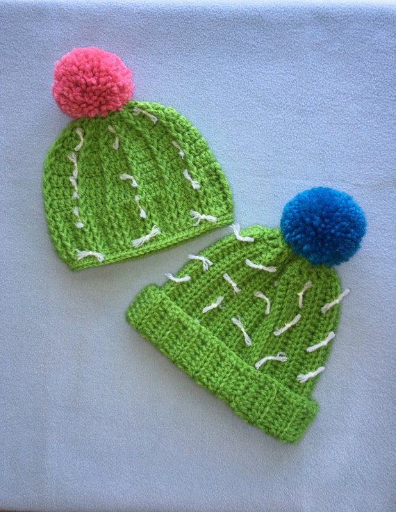 Crochet Cactus Hat With Pom Pom, Handmade Kids Winter Beanie  display picture 3