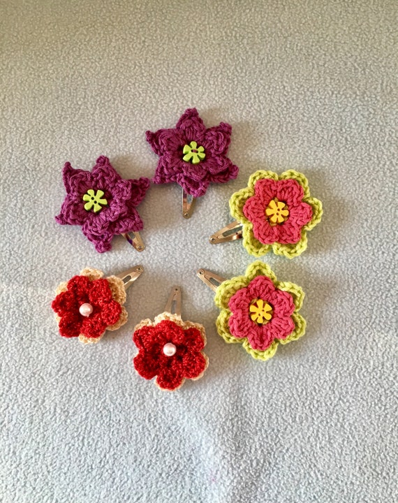 Cute Crochet Hair Pins Multi Color Holiday Hair Pins With Etsy