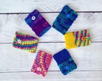 Crochet Gift Card Holder, Handmade Acrylic Yarn, Festive Colors