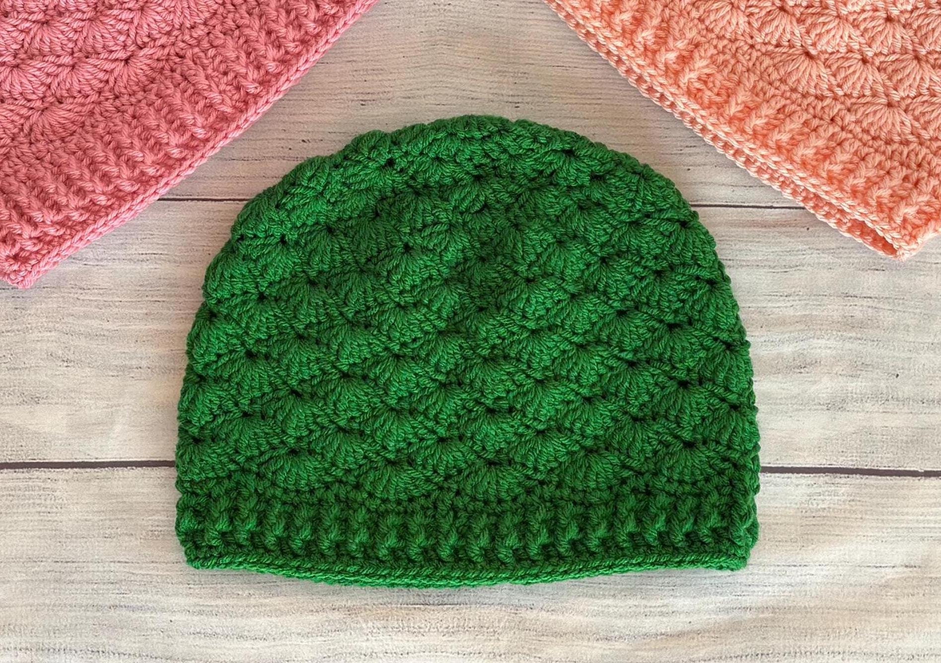 Created by Cyd Olive Green Crochet Beanie Shell Stitch Handmade Women Beanie Hat Bridgman Beanie - Crochet Shell Stitch Hat PATTERN (PDF  main image 4
