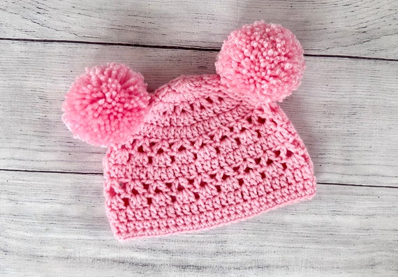 Handmade Crochet Pink Piggy Hat Child Pig Crochet Animal Costume Hat, Handmade Winter Knit  main image 3