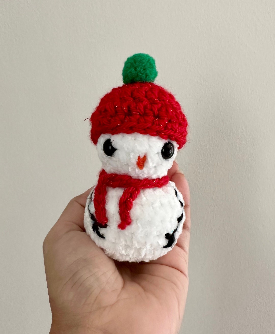 Crochet Mini Snowman With Winter Accessories. Tree Ornament Cute Gifts