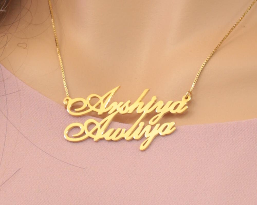 Gold two name necklace online