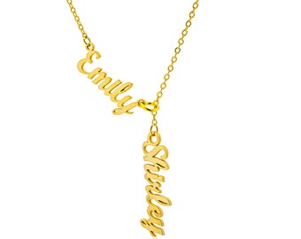 Benutzerdefinierte 2 Namen Halskette, personalisierte Halskette Namen, Paar Name Halskette, Typenschild Halskette Gold, Doppel Name Halskette, Geschenk Schmuck