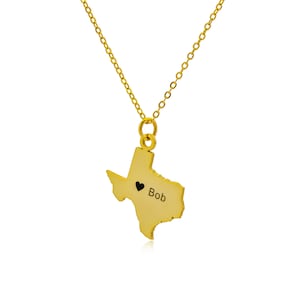 Benutzerdefinierte Karte Halskette Geschenk, Herz personalisierte Namen Halskette, Texa State Gedenkkette, Benutzerdefinierte Land Halskette, individuelle Speicher Geschenk