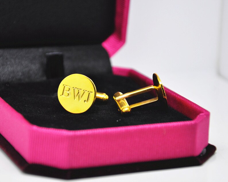 Personalized Engraved Name Gold 3 Initial Stamp Cufflink Christmas Gift Father/'s Gift Custom Groom Jewelry Keepsake Memory Cuff links