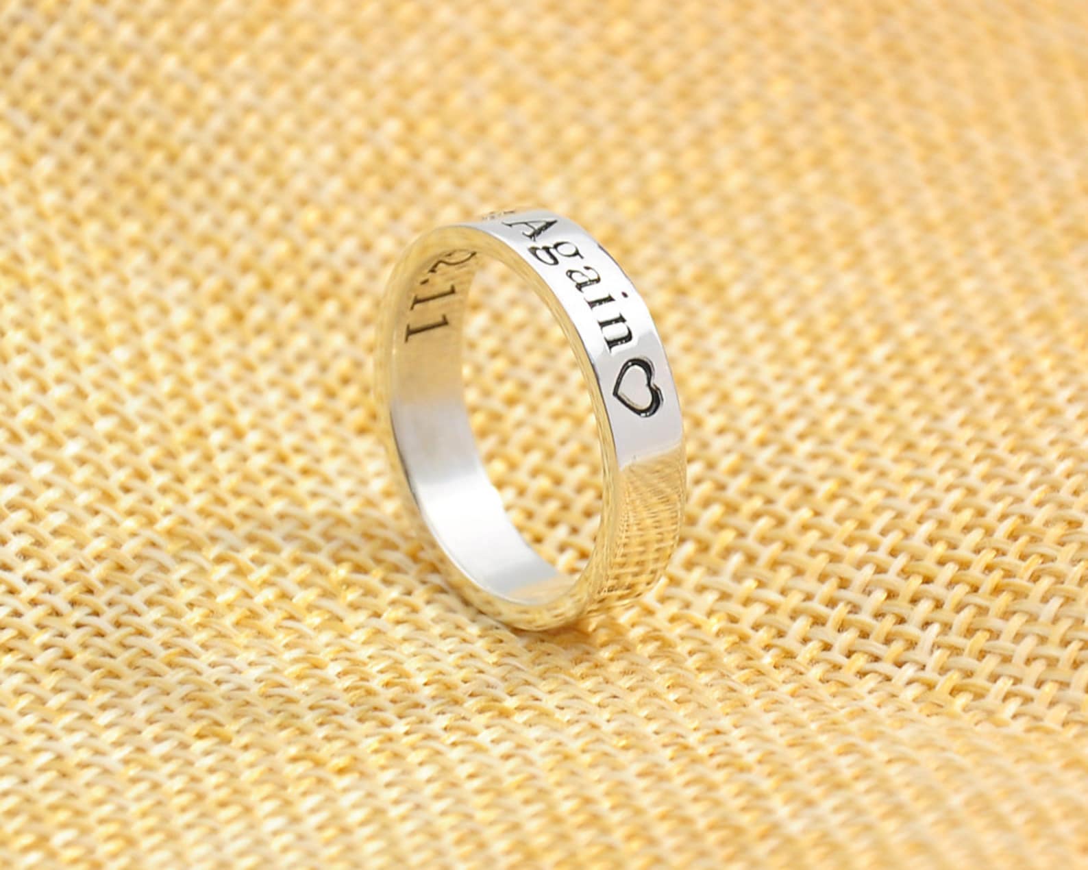 3mm Sterling Band Engrave Words Ring Custom Name Stamp Ring Etsy
