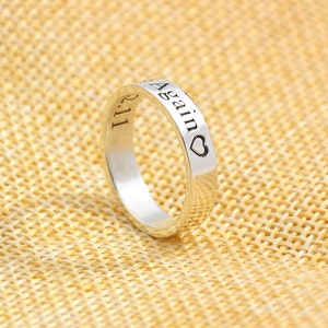 Personalized Ring Silver Sterling Band 3mm, Engrave Words Ring, Custom Name Ring, Couple Memory Jewelry, Valentine's Gift, Bridesmaid Gift