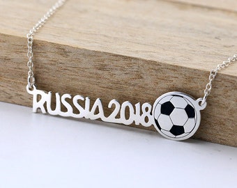 Name Halskette Hand geschnitten Russland 2018 World Cup Soccer Silberkette für Fußball Fans Speicher Schmuck