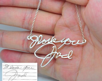 Colar com assinatura personalizada, colar com nome em prata esterlina 925, pingente com caligrafia personalizada, joia para guardar lembranças