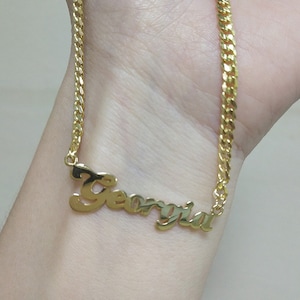Cuban Chain Necklace Name, 14K 18K Gold Name Necklace, Personalized Necklace Letter Name, Curb Name Necklace, Custom Gift Necklaces