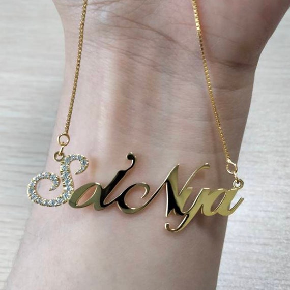 Personalized Diamond Name Necklace, Custom Bling Crystal Name