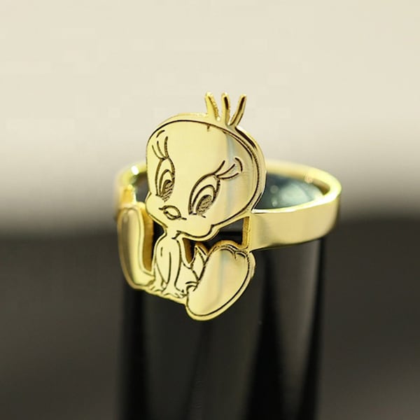 Bague de personnage de dessin animé pour enfants personnalisée, bague personnalisée pour enfants mignons, bague de nom gravé, bague de bijoux pour femmes délicates, bague en argent 925