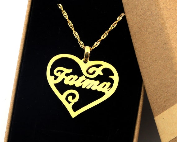 Personalized Heart Necklace Heart Name Necklace 925 Sterling Etsy