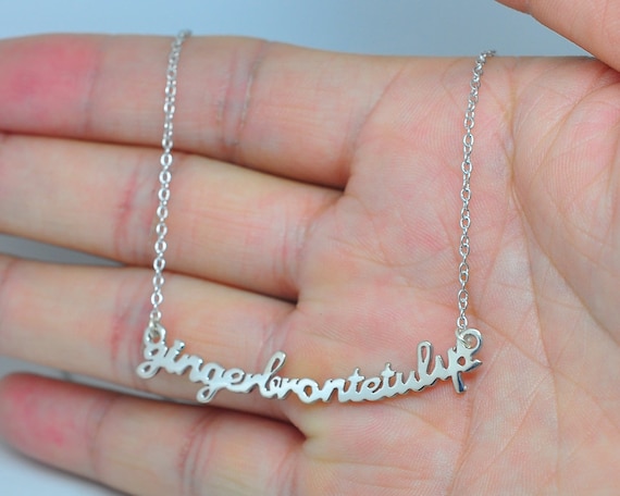 Personalized Long Name Necklace Custom Sterling Silver Sentence
