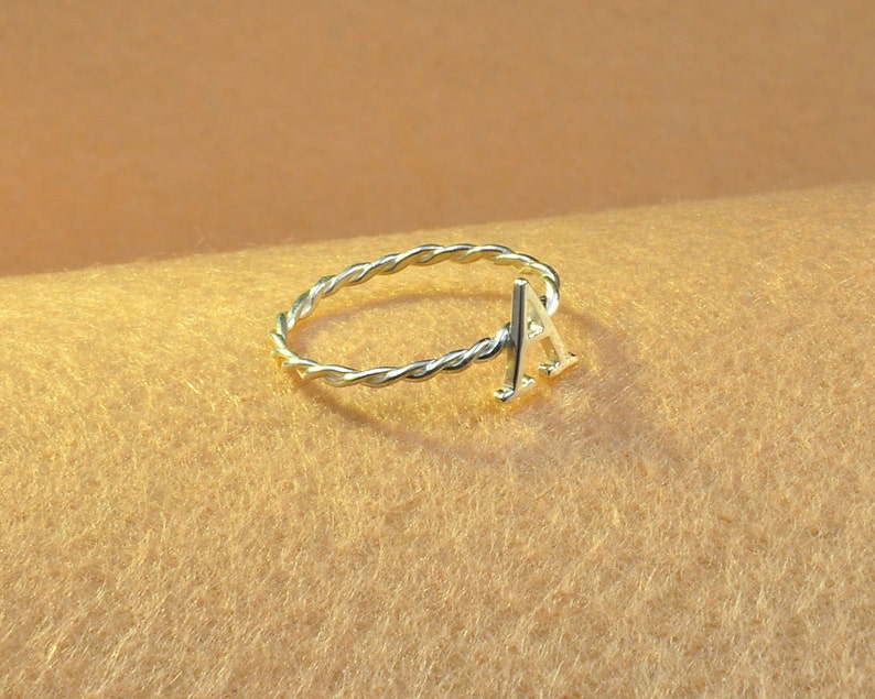 Nameplate Rings,Twist Thin Band Christmas Gift Simple Couple Ring Sterling Silver Braided Wire Ring,Custom Initial Ring