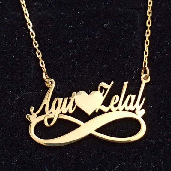 Personalized Infinity Necklace Name, Infinite Love Heart Necklace