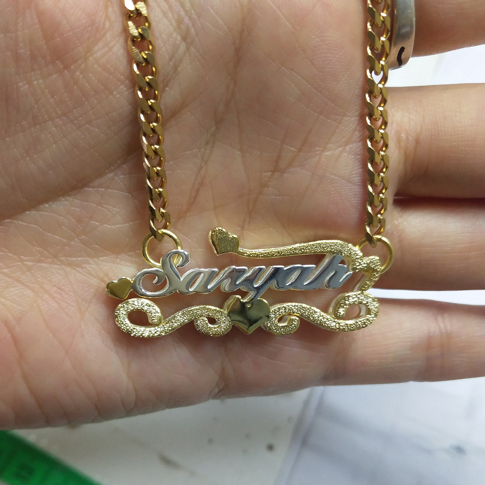 Pretty Custom Double Plate Name Necklace, Personalized Pretty Custom Double Plate Name Necklace, Personalized