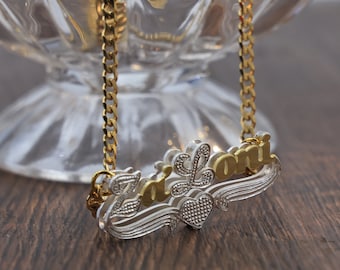 Personalisierte Doppel Name Halskette, Benutzerdefinierte Name Halskette, Herz-Deco-Benutzerdefinierte Name Halskette, Silber und Gold Farbe kubanische Kette beste Geschenke