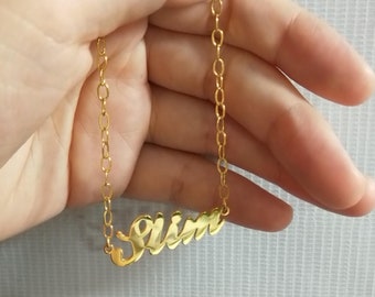 Pretty Custom Name Bracelet With Thick Chain, Personalized Name Letter Bracelet, Customized Gold Initial Bracelet, Fashion Jewelry Bracelet