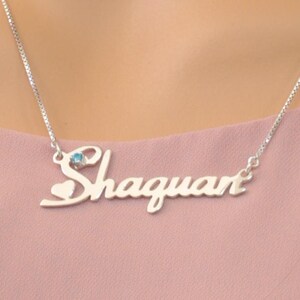 Herz-Art-personalisierte Namenshalskette, niedliche 925 Sterlingsilber-Halskette, kundenspezifische Birthstone Halskette, kundenspezifische Namenshalsketten, Design-Mädchen-Geschenk