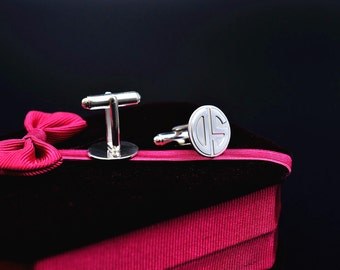 Customize 2 Initials Monogrammed Cufflink, Sterling Stamp Name Bridegroom Cuff Links, Personalized in Memory Jewery, Christmas Husband Gift