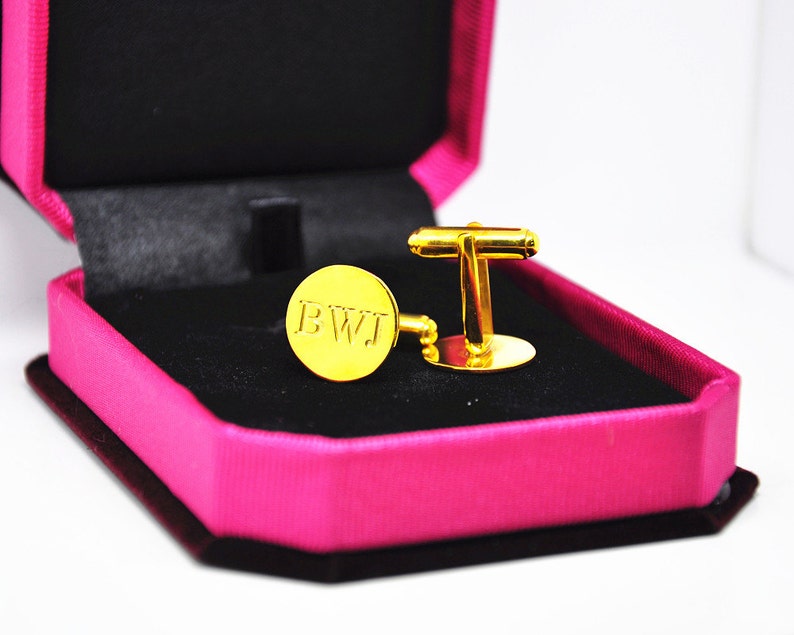 Personalized Engraved Name Gold 3 Initial Stamp Cufflink Christmas Gift Father/'s Gift Custom Groom Jewelry Keepsake Memory Cuff links