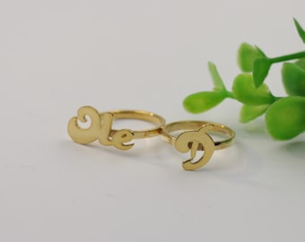 Bague or Double avec 2 noms personnalisé Hip Hop bague avec votre nom, Persoanlized mots, anneau Initial, cadeau de Noël