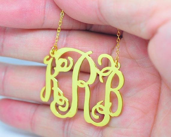 Personalized Initial Necklace in 18K Golden Plated, Custom Monogram Name  Pendent, Letter Nameplate Necklace, Bridesmaid Jewelry