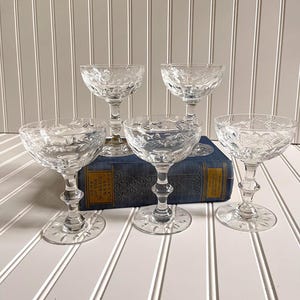 Hawkes Crystal Champagne Coupes/Sherbet Glasses Cut Crystal- Vintage- Set of 5