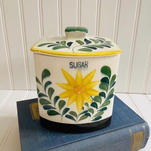 Nasco Vintage Daisy Sugar Canister Spice Jar Hand Painted Made In Japan