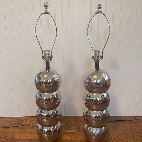 Lámparas esféricas cromadas apiladas Kovacs MCM (par de 2)