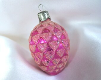 Christmas Decor Large Glass Purple Teardrop Fir Cone Pinecone Bauble Amenia
