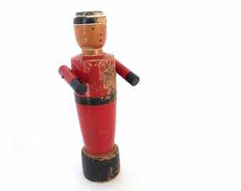 Vintage houten klos Santa Kerstversiering