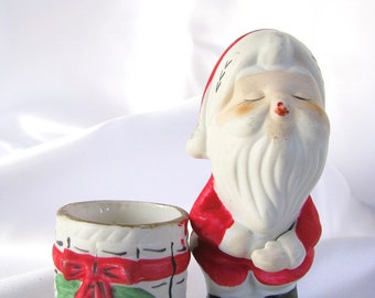 Vintage 1970&#39;s Christmas Votive Candleholder, Luvkins Santa