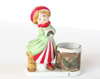 Vintage 1970&#39;s Christmas Votive Candleholder, Jasco Ice Skater