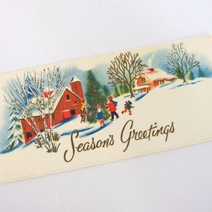 Vintage 1960's Retro Season's Greetings Money Card - Sin usar