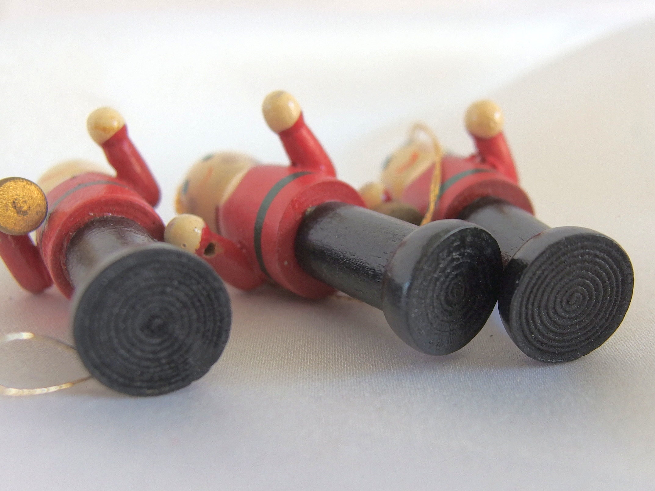 3 Wood Soldiers, Vintage Hand Painted, Bell Ringer Wooden Christmas ...