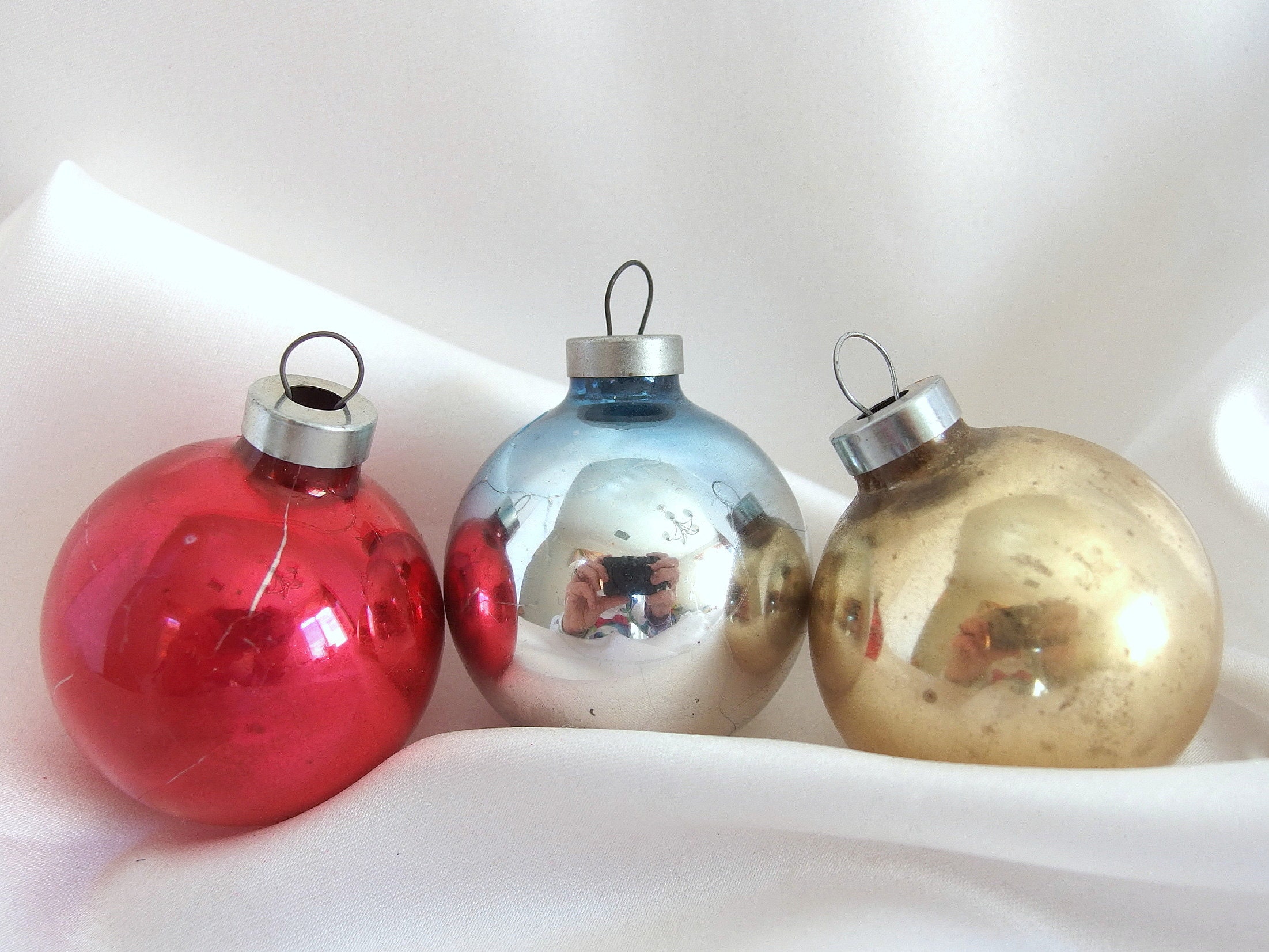 Red and 2024 silver ball ornaments