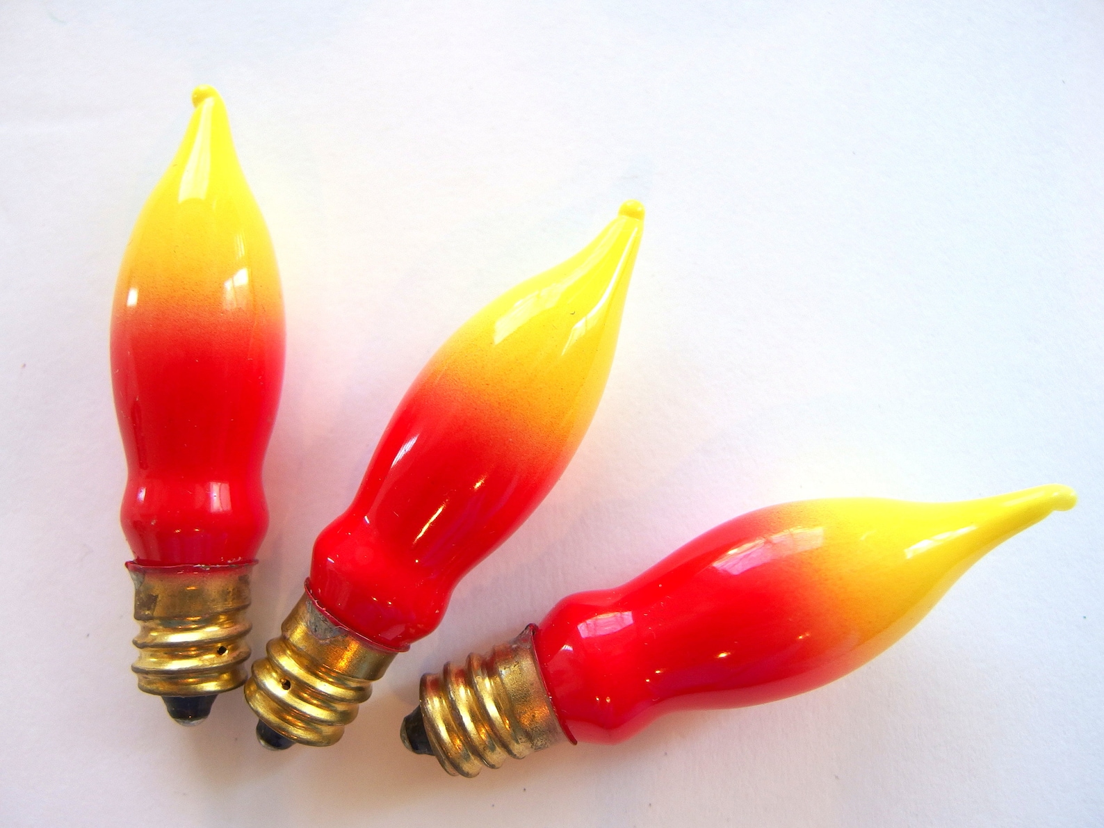 3 Vintage Red and Yellow Flame Christmas Lights TESTED and Etsy