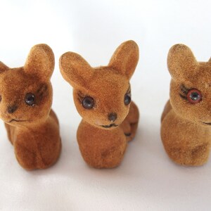 3 Vintage Flocked Mini Deer, Trio Fawns image 2