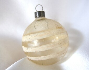 Vintage Christmas Ornament, Unsilvered Clear, Striped USA Holiday Ornaments