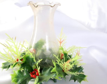 Vintage Christmas Hurricane Candle Lamp from Bea West with Original Box