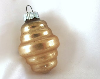 Vintage Shiny Brite Christmas Ornament, Plain Gold Lantern Ornament