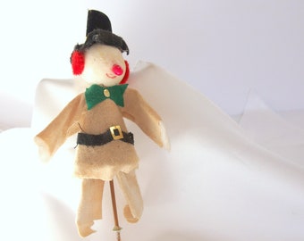Vintage Snowman Scarecrow Pick, Spun Cotton